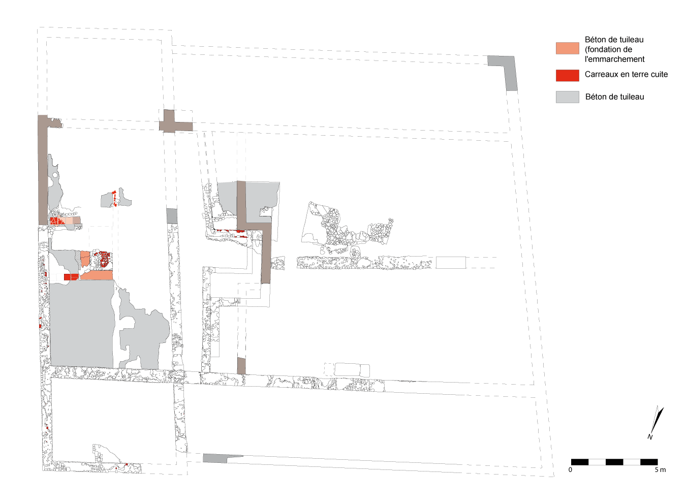 Plan de la basilique dans son dernier état (phase IV),(crédit L. Pirault / INRAP, 2005)