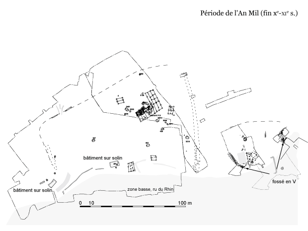 Relevé : Site de Louvres, Orville, période de l'an mil (crédit F. Gentili / INRAP)